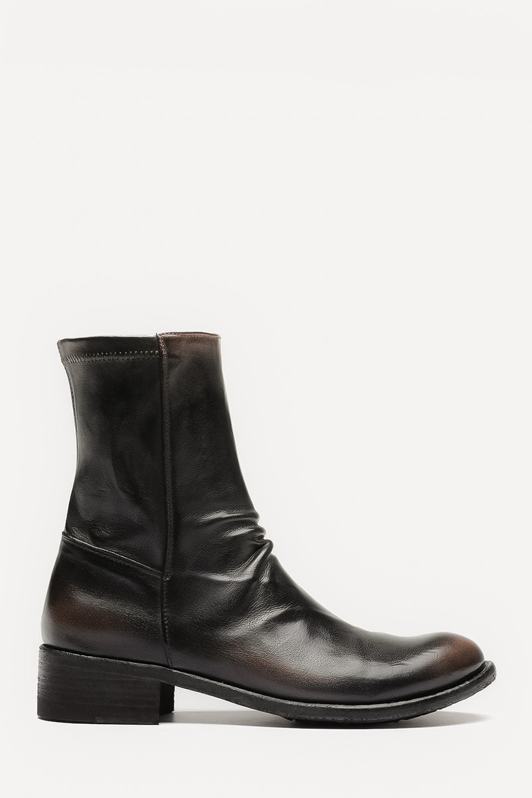 Zip-Stretch Boot Lison | Black-Brown Shade Buffalo Leather
