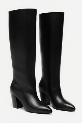 Heeled High Boot Sevre | Black Nappa Leather