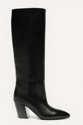 Heeled High Boot Sevre | Black Nappa Leather