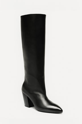 Heeled High Boot Sevre | Black Nappa Leather
