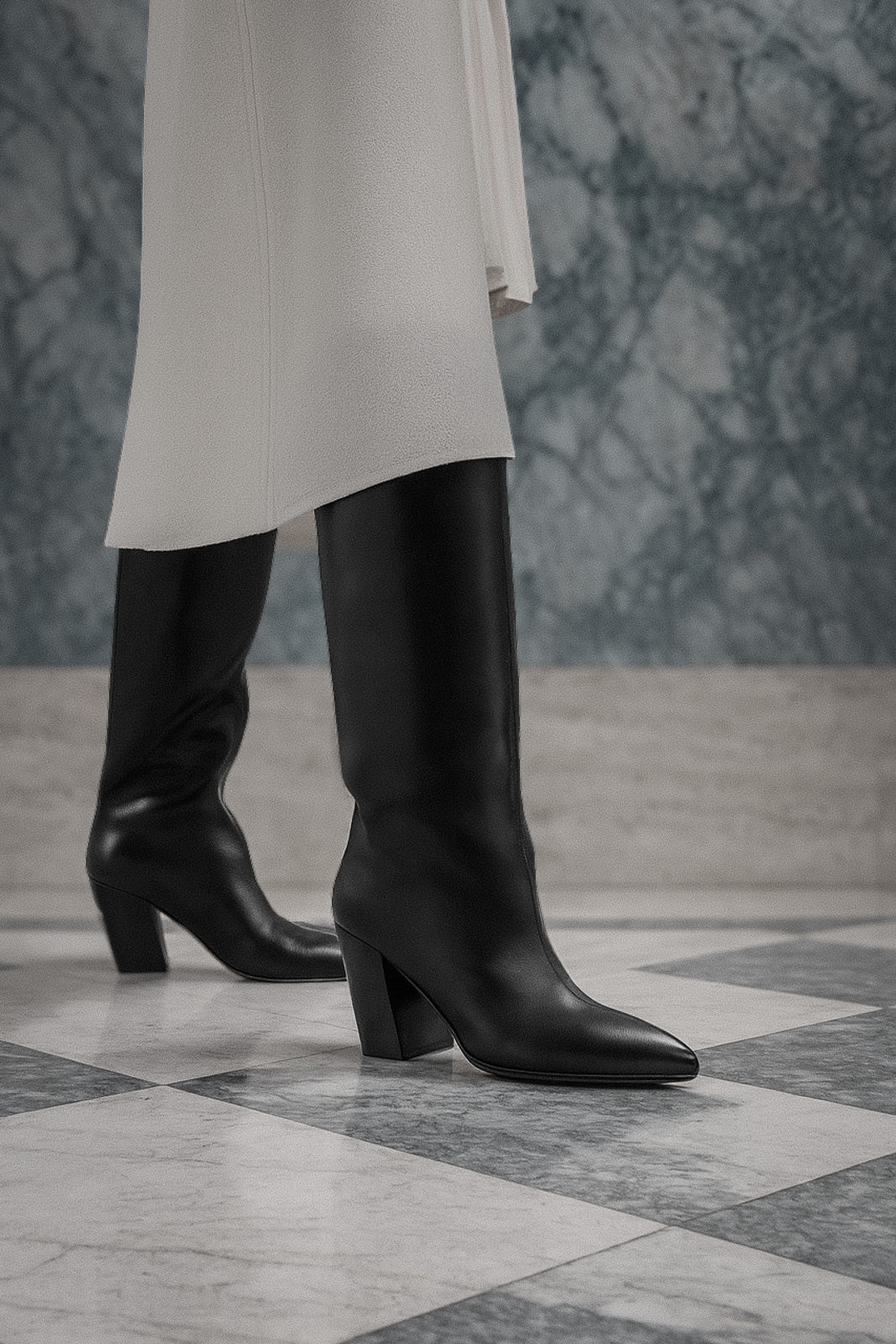 Heeled High Boot Sevre | Black Nappa Leather