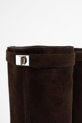 High Boot Siona 5cm Wedge | Cacao Brown Suede