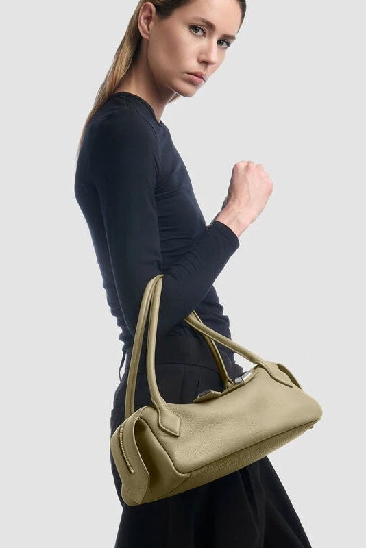 Handbag Anna | Mauve Green Calf Leather