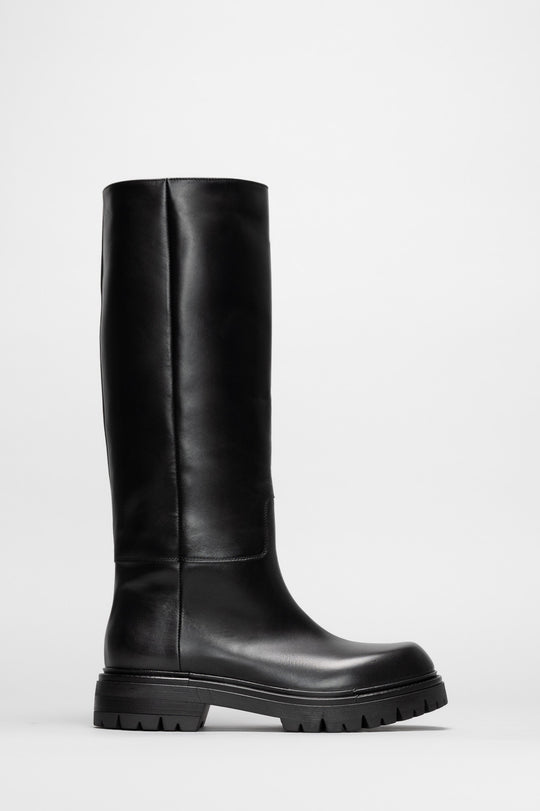 Knee-High Boot Truck | Graphite Black Calf Leather