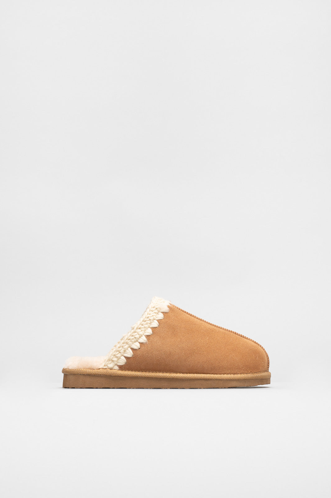 Slip-In Flat Selina | Chestnut Brown Suede Shearling
