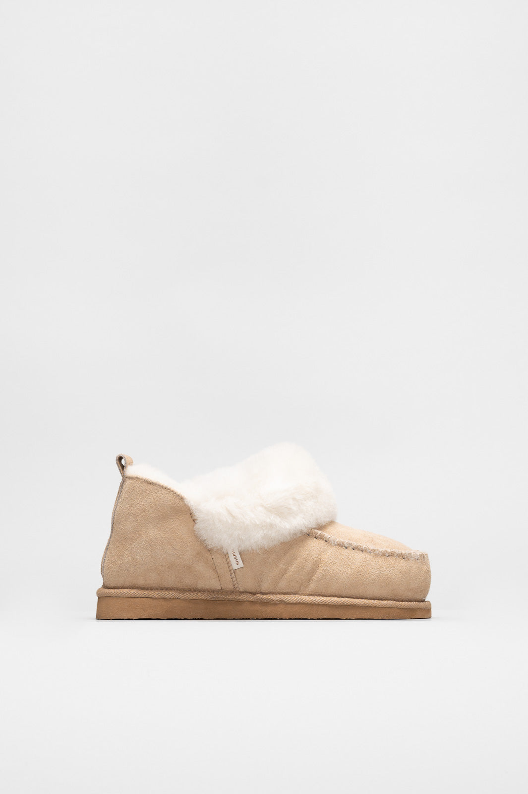 Slip-On Flat Albina | Oat Beige Suede Shearling