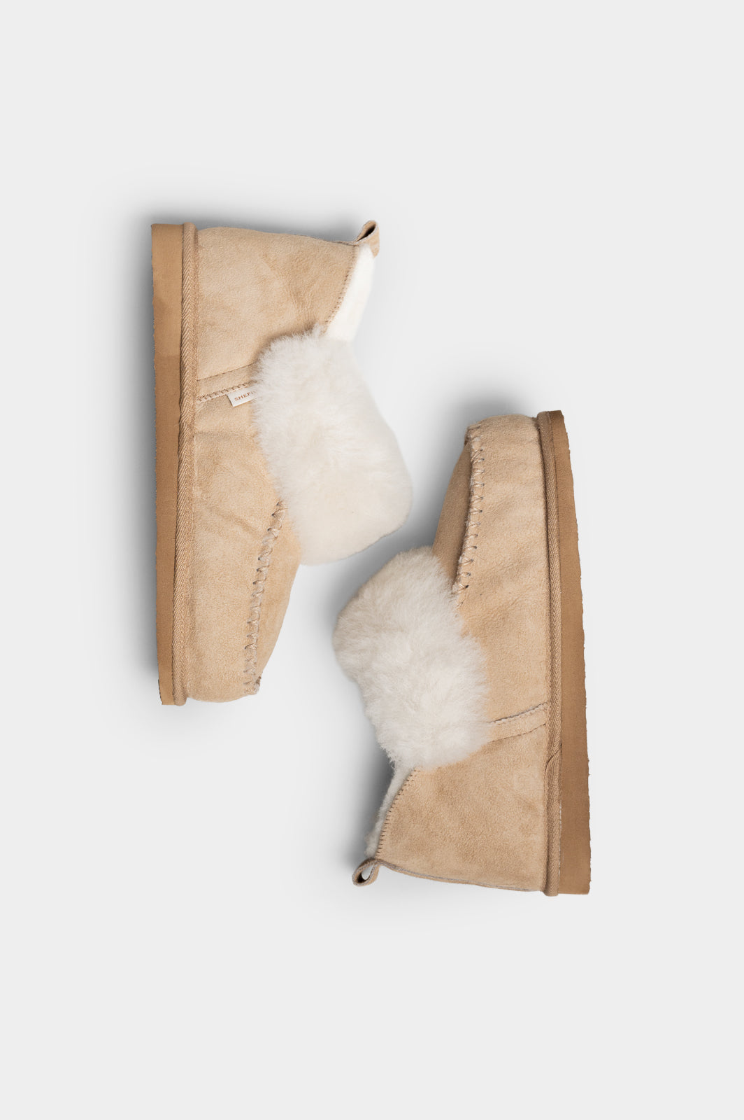 Slip-On Flat Albina | Oat Beige Suede Shearling
