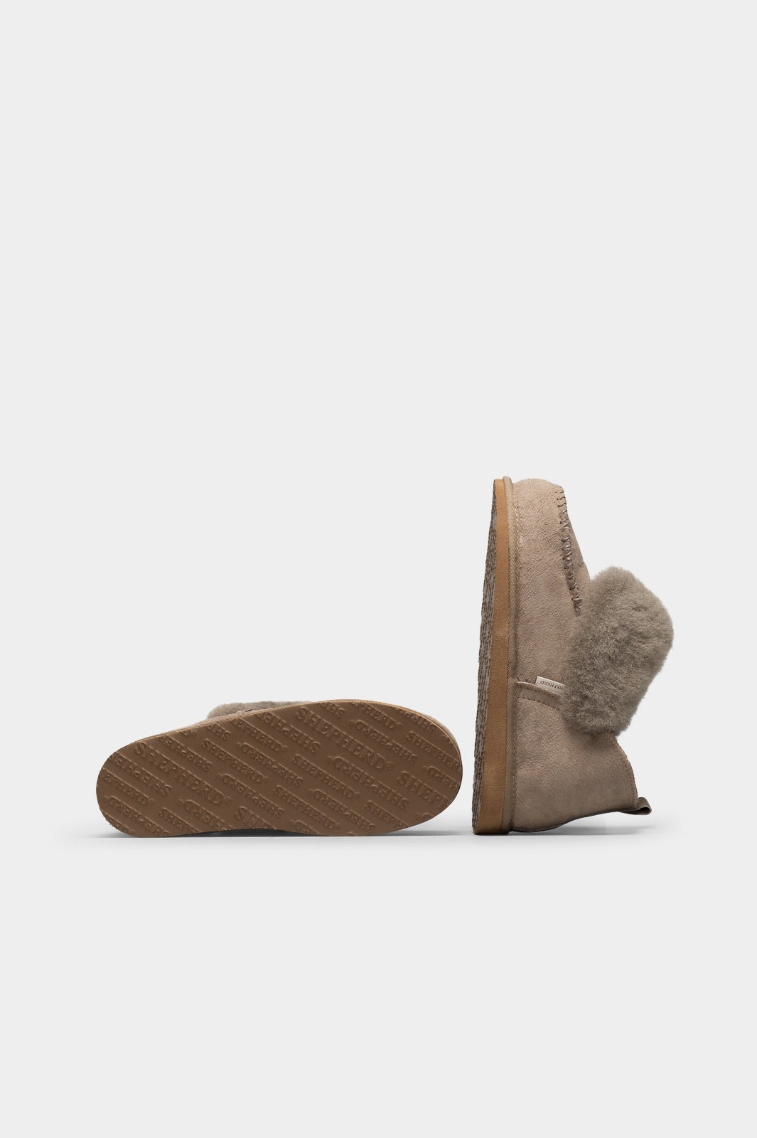 Slip-On Flat Albina | Stone Grey Suede Shearling