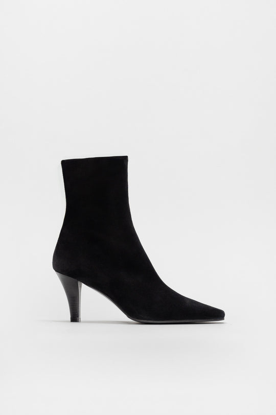 Heeled Ankle Boot Renna | Deep Black Suede