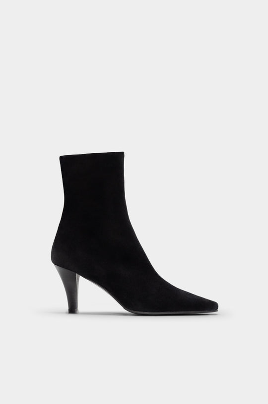 Heeled Ankle Boot Renna | Deep Black Suede
