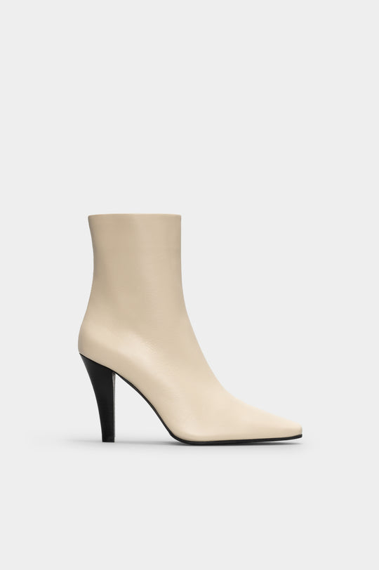 Heeled Ankle Boot Tripon | Cream White Calf Leather