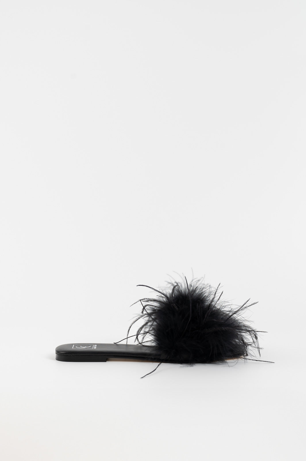 Feather Sandal Louise | Black Nappa Leather & Ostrich Feathers