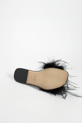 Feather Sandal Louise | Black Nappa Leather & Ostrich Feathers