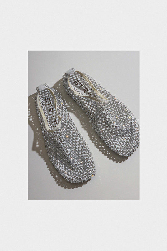 Squared Flat Bijoux | Pearl White Crystal Strass