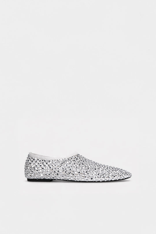 Squared Flat Bijoux | Pearl White Crystal-Embellished Mesh