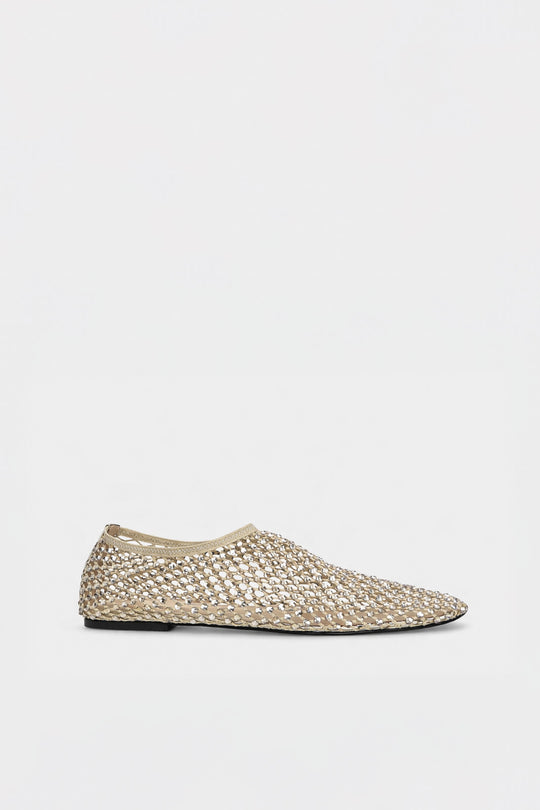 Squared Flat Bijoux | Champagne Gold Crystal-Embellished Mesh