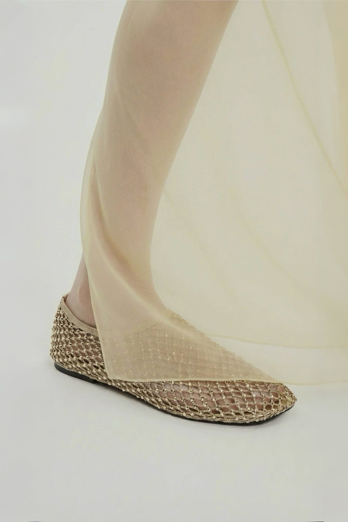 Squared Flat Bijoux | Champagne Gold Crystal Mesh