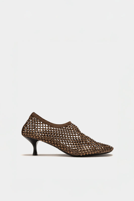 Squared Pump Jewels | Bronze Crystal-Embellished Mesh