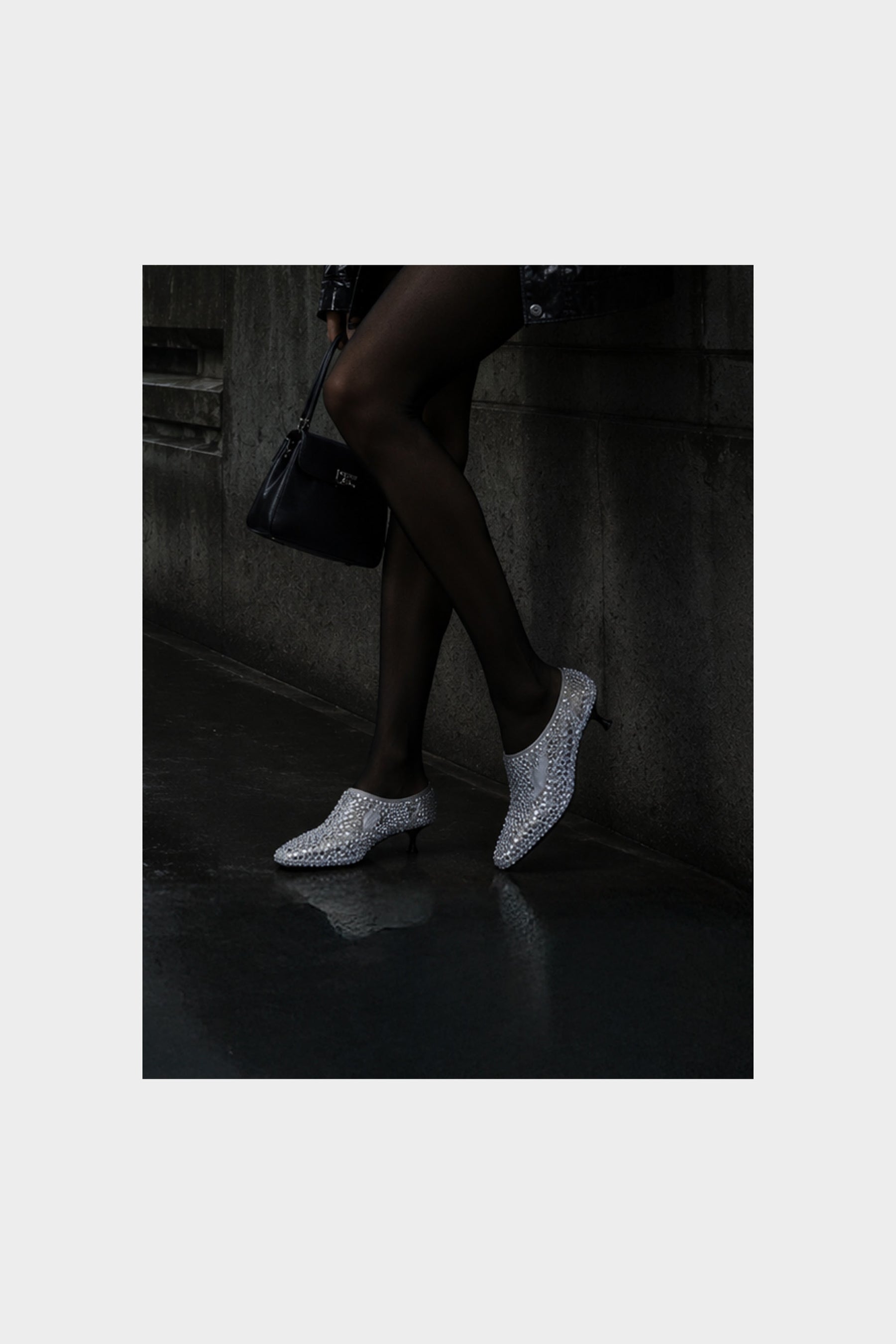 Squared Pump Jewels | Pearl White Crystal Strass