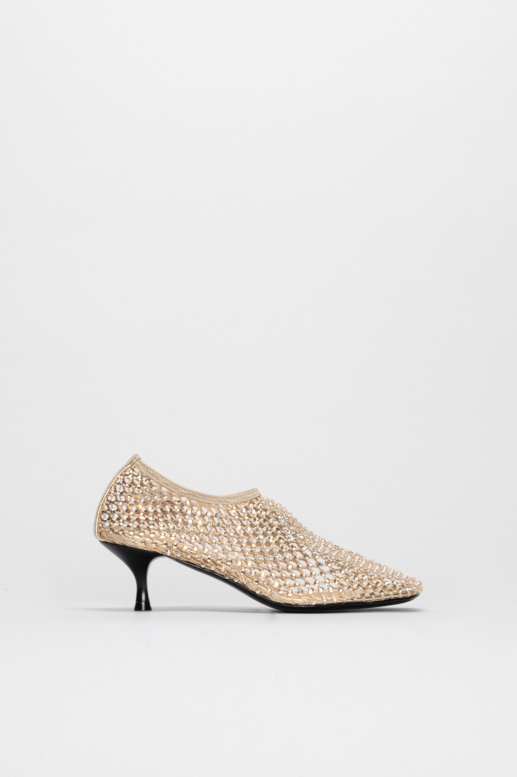 Squared Pump Jewels | Champagne Gold Crystal-Embellished Mesh