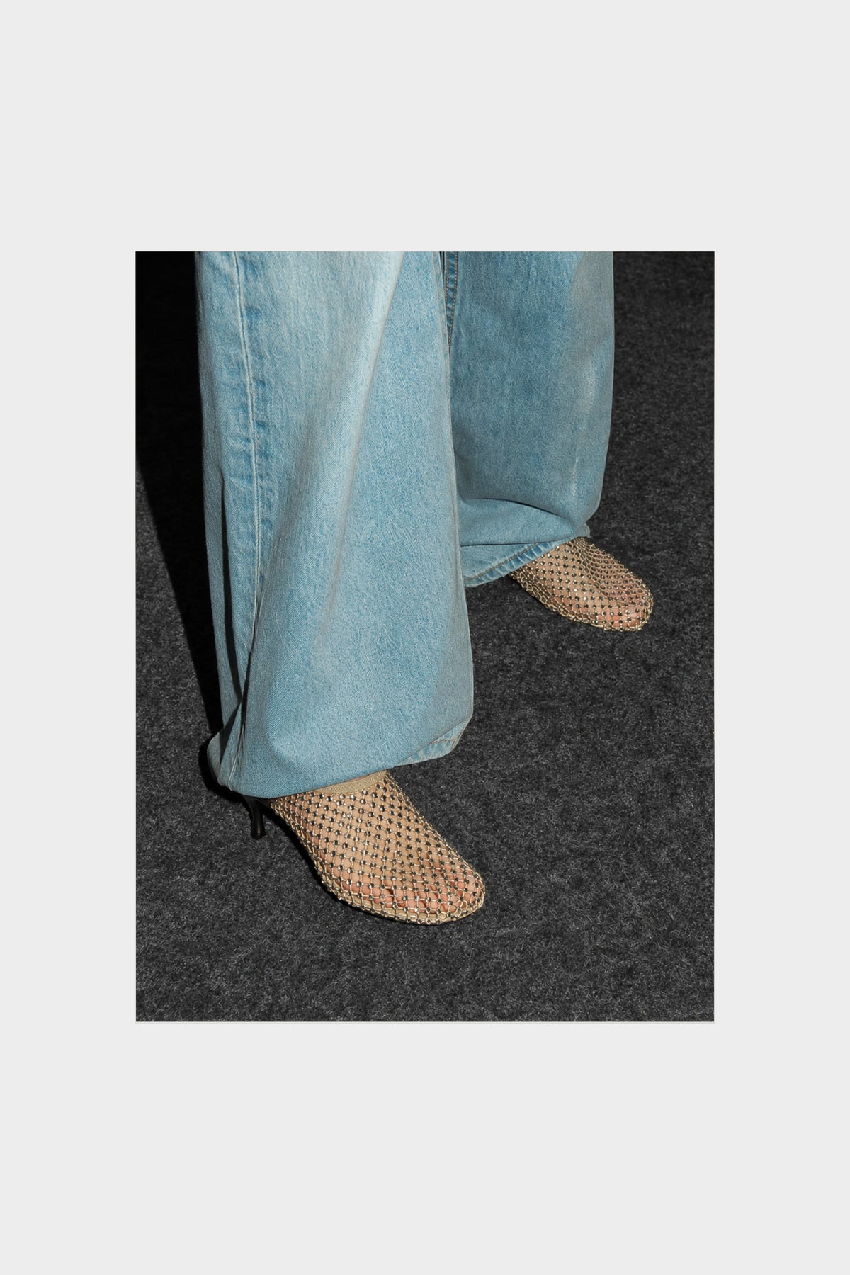 Squared Pump Jewels | Champagne Gold Crystal-Embellished Mesh