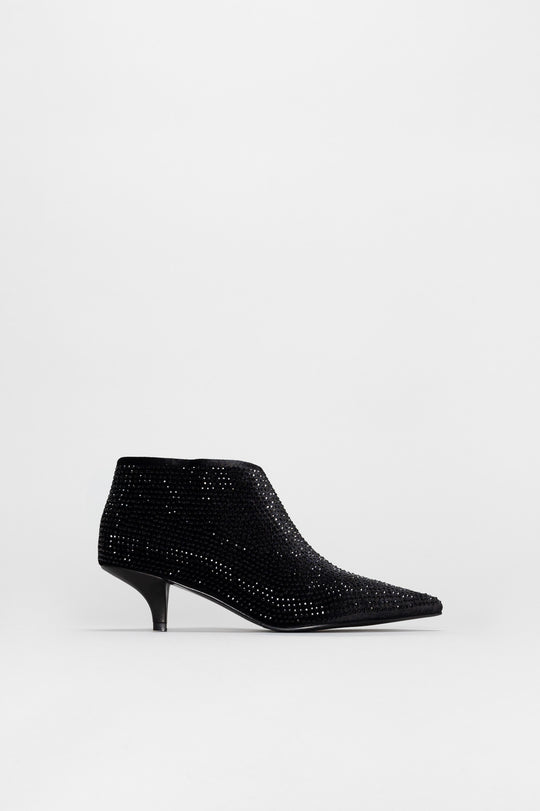 Crystal Ankle Boot Strass | Midnight Black Velvet
