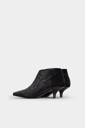 Crystal Ankle Boot Strass | Midnight Black Velvet