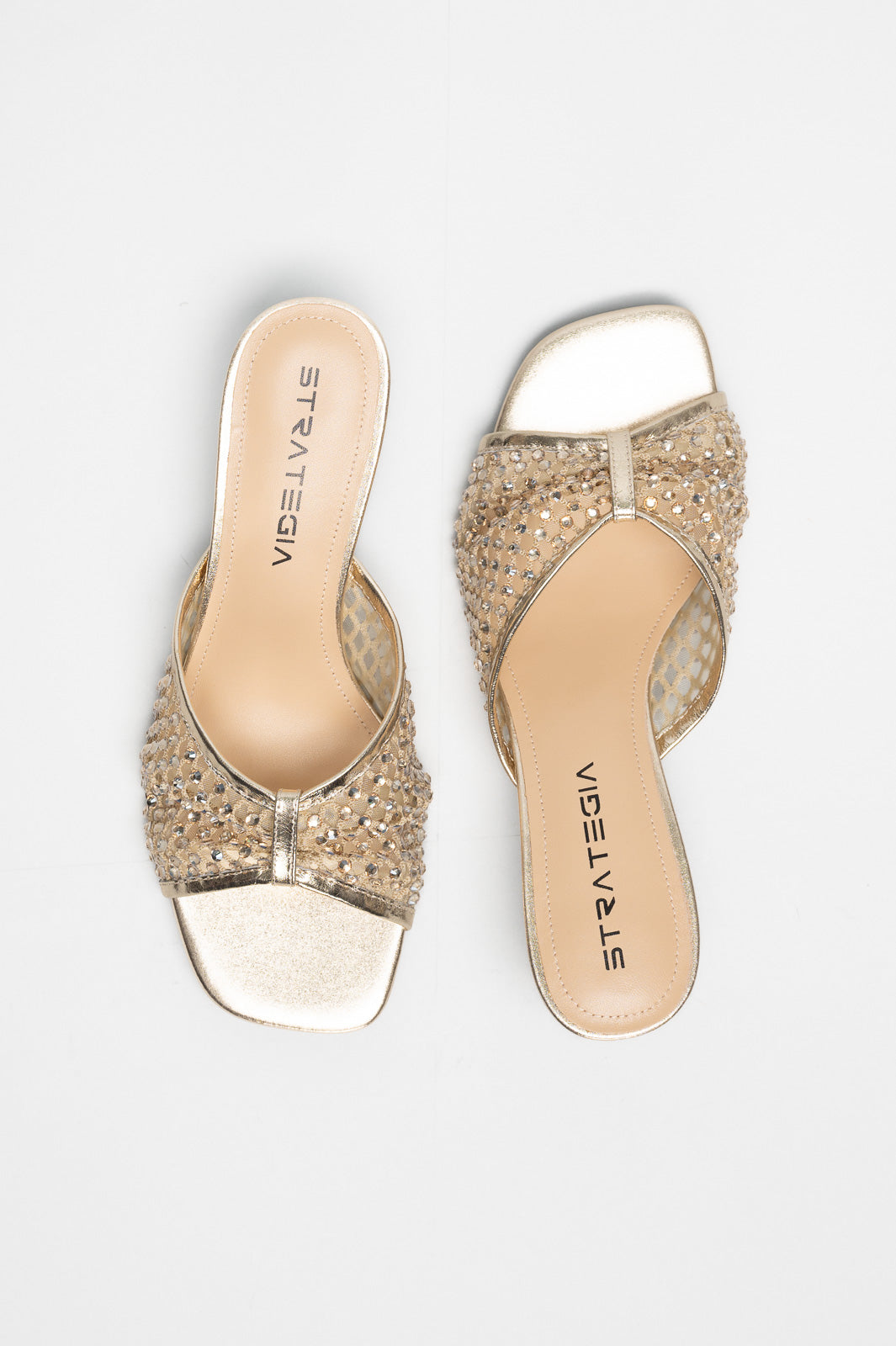 Heeled Sandal Gems | Champagne Gold Crystal Mesh