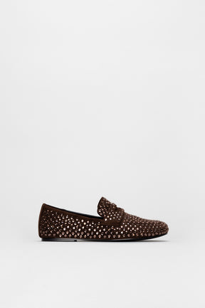 Crystal Loafer Vanity | Coffee Brown Suede