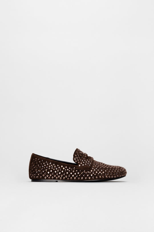 Crystal Loafer Vanity | Coffee Brown Suede