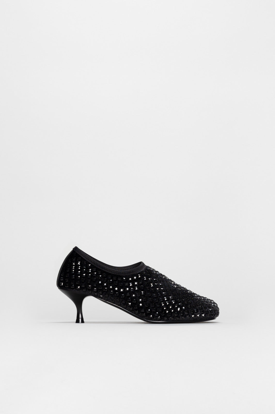 Crystal Pump Miss | Midnight Black Velvet