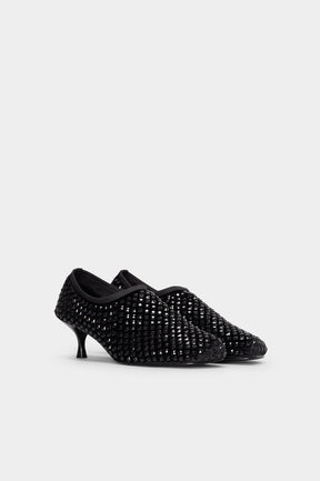 Crystal Pump Miss | Midnight Black Velvet