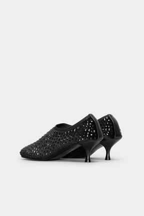 Crystal Pump Miss | Midnight Black Velvet