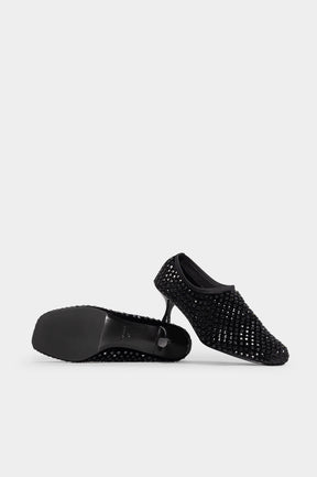 Crystal Pump Miss | Midnight Black Velvet