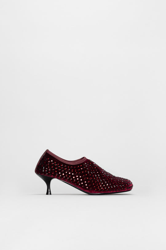 Crystal Pump Miss | Burgundy Velvet