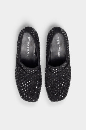 Heeled Loafer Pump Davia | Black Crystals & Suede