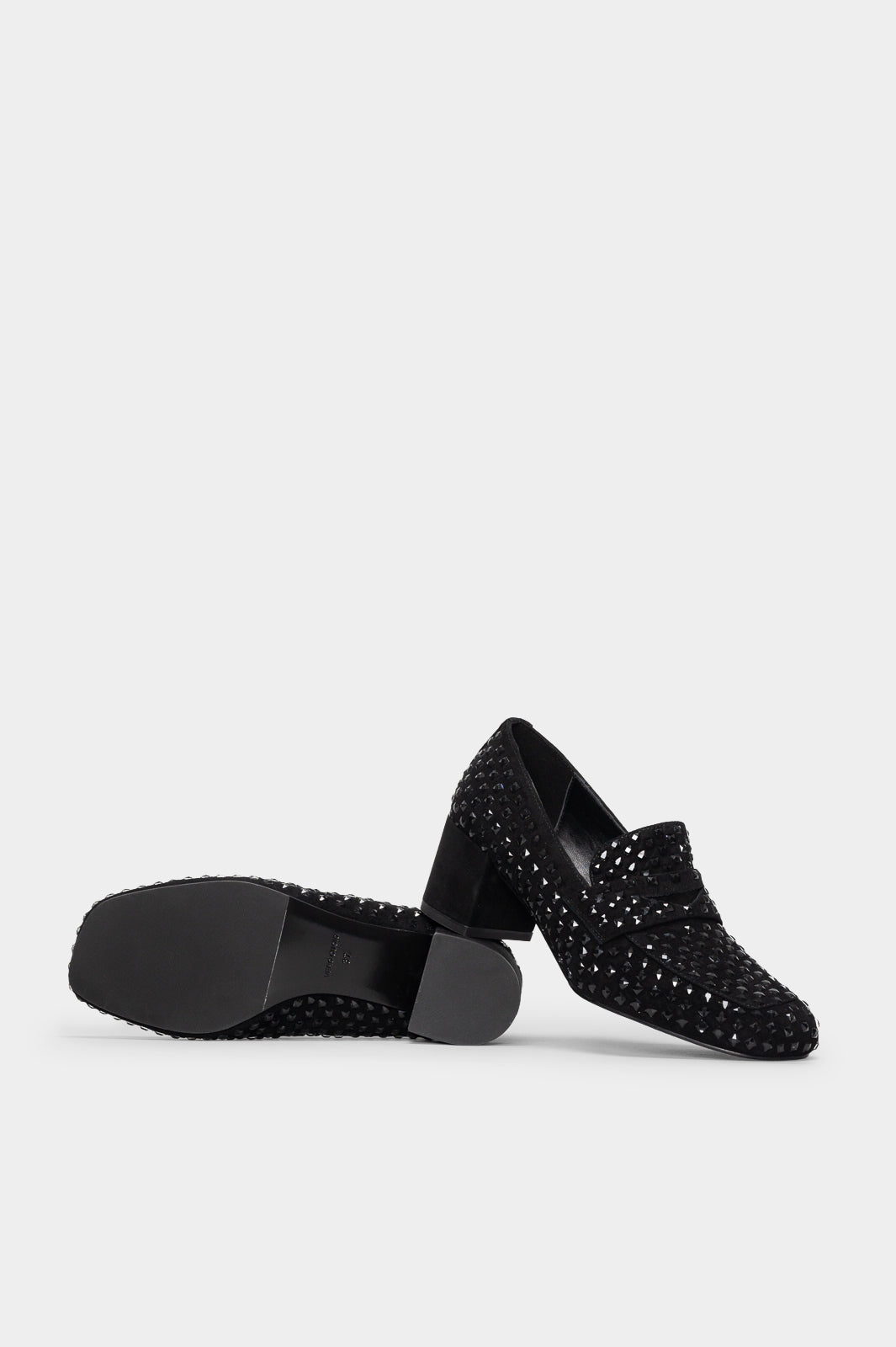 Heeled Loafer Pump Davia | Black Crystals & Suede