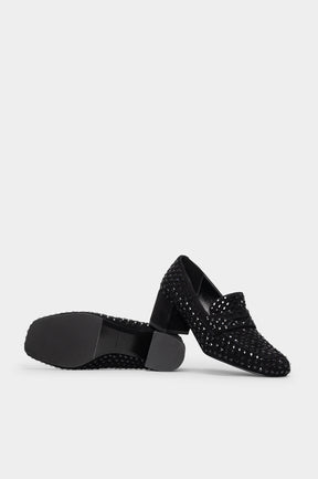 Heeled Loafer Pump Davia | Black Crystals & Suede
