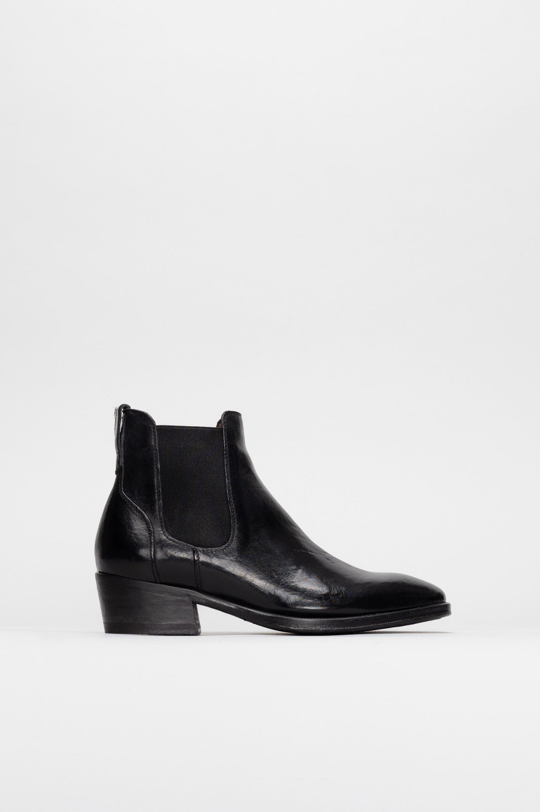 Heeled Boot Scarpina | Rustic Black Buffalo Leather