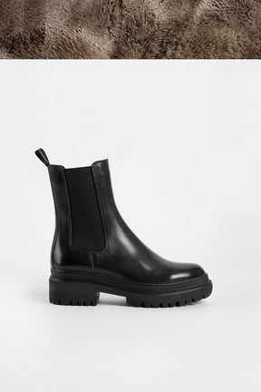 Shearling Boot Umbra | Black Buffalo Leather