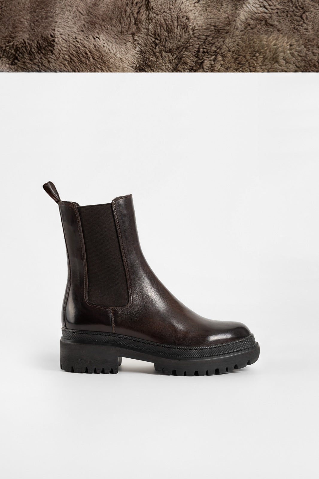 Shearling Boot Umbra | Brown Calf Leather