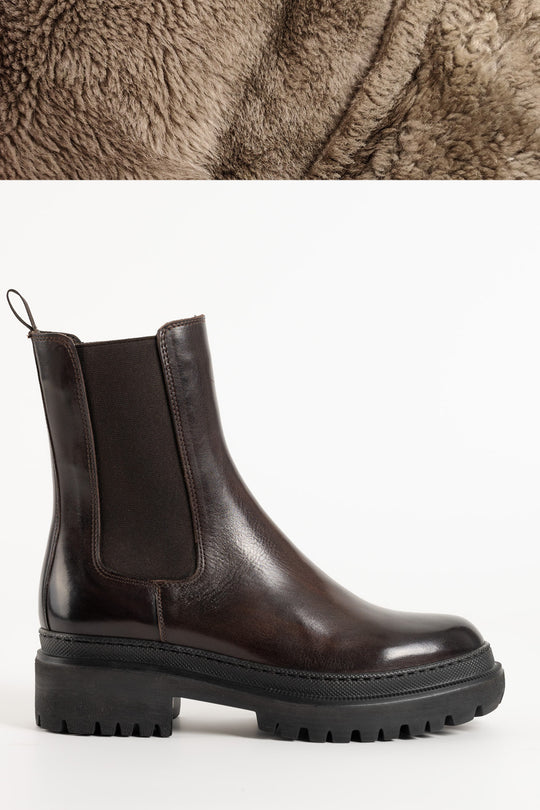 Shearling Boot Umbra | Brown Buffalo Leather