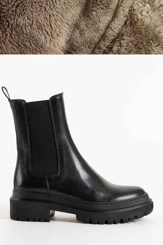 Shearling Boot Umbra | Black Buffalo Leather