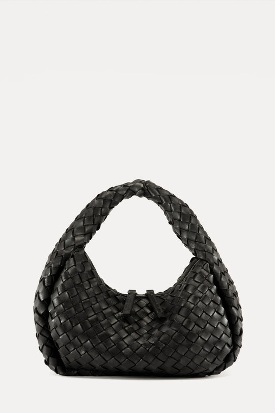 Handbag Bolina Small | Black Woven Calf Leather