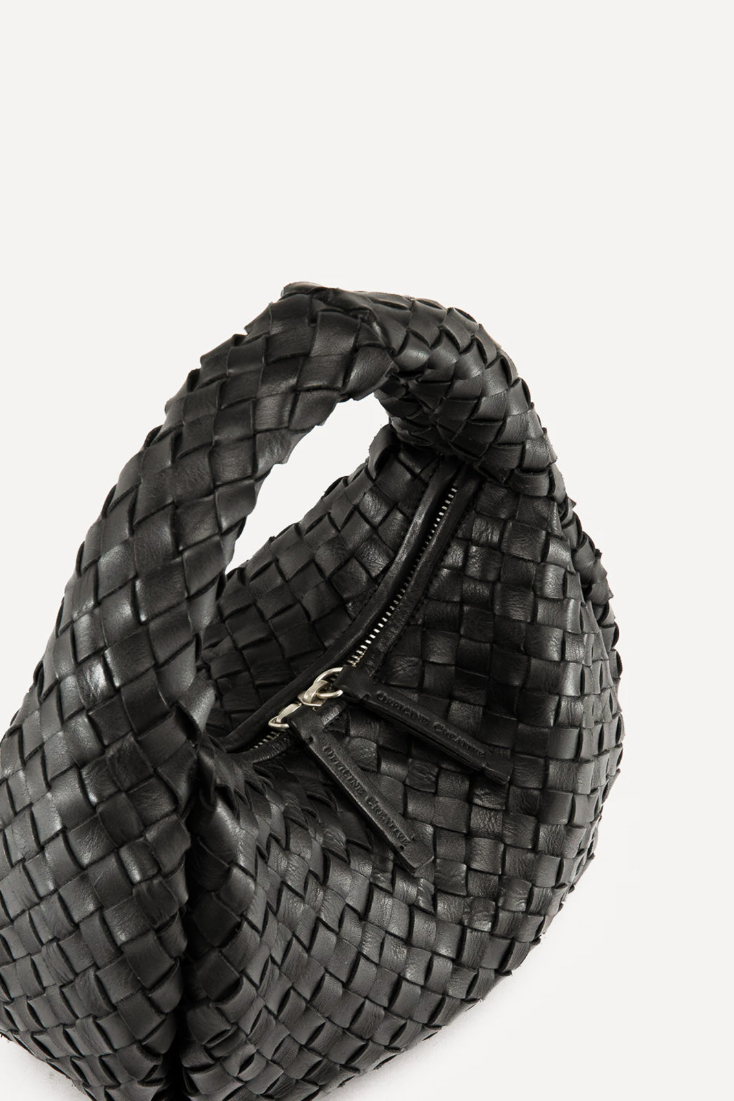 Handbag Bolina Small | Black Woven Calf Leather