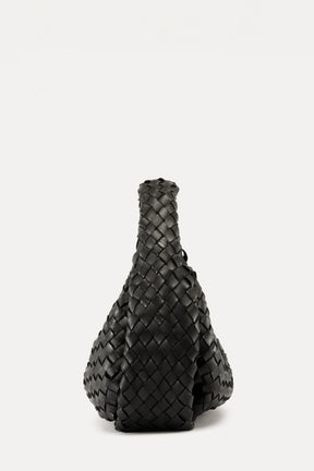Handbag Bolina Small | Black Woven Calf Leather