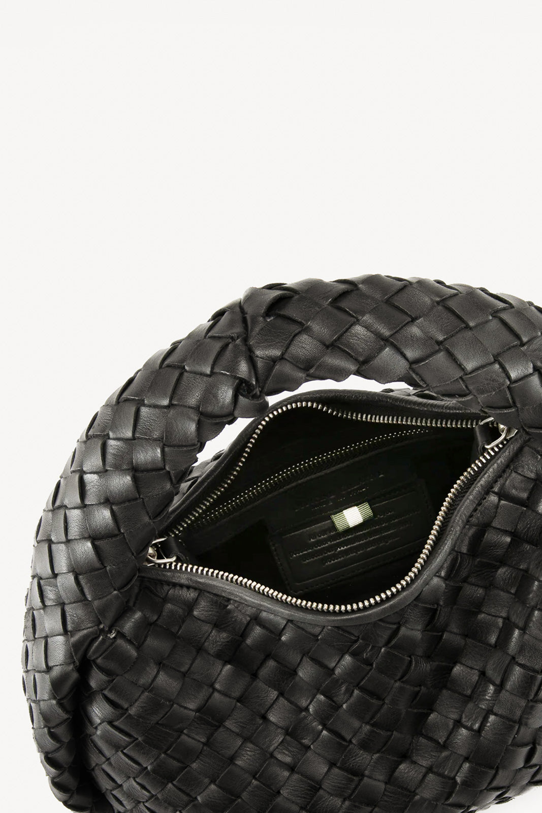 Handbag Bolina Small | Black Woven Calf Leather