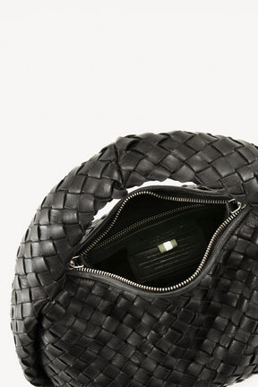 Handbag Bolina Small | Black Woven Calf Leather