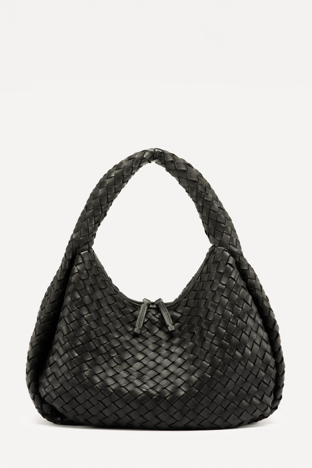 Handbag Bolina | Black Woven Calf Leather