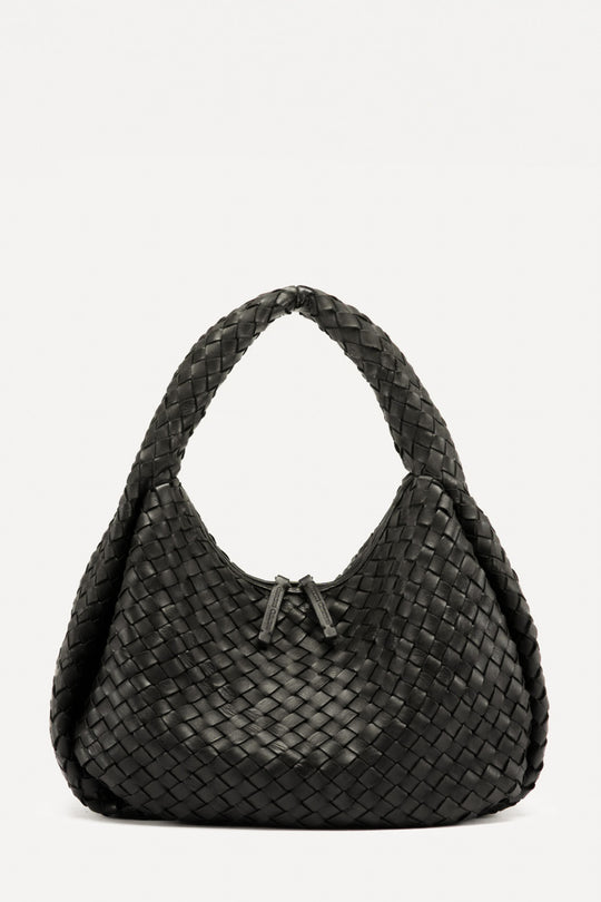 Handbag Bolina Large | Black Woven Calf Leather
